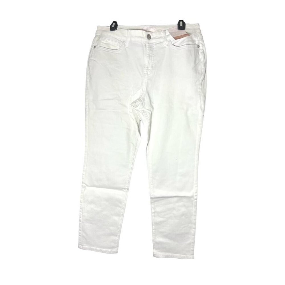 LC Lauren Conrad Womens White Mid Rise Boyfriend Straight Leg Jeans Sz 14 New - Picture 3 of 5